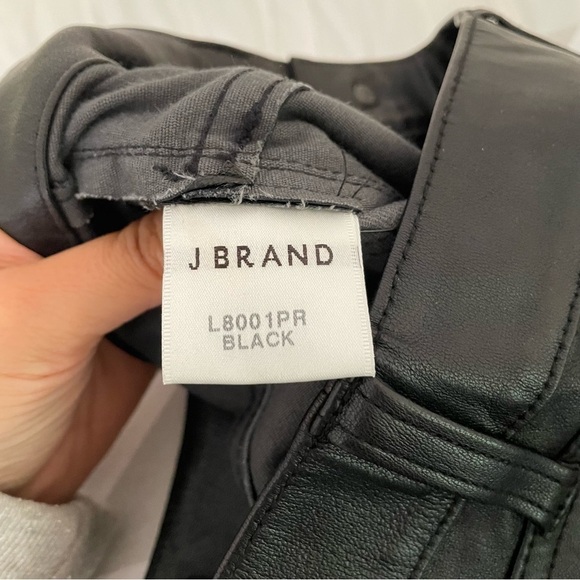 J Brand Genuine Leather Mid Rise Distressed Skinny Zip Ankle Pants Black Size 24 - Picture 8 of 10